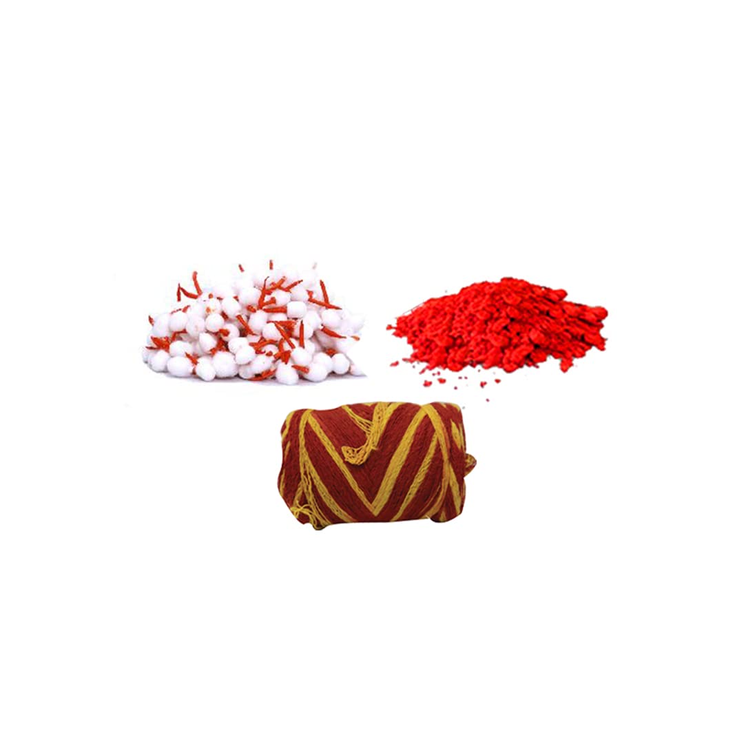 SANGAM® Cotton Wicks 50 Pcs Diya Batti For Pooja Temple Decoration Round Wicks For Oil Lamp Pooja Diya Kumkum Sindur Powder Box Tilak Tika Kalawa Cotton Thread Indian Religious Gifts