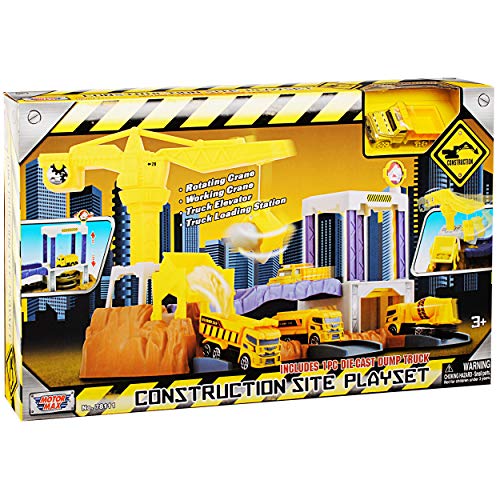 Motormax Baustelle mit Fahrzeug und Zubehör mit vielen Funktionen 1/64 – Bild 4