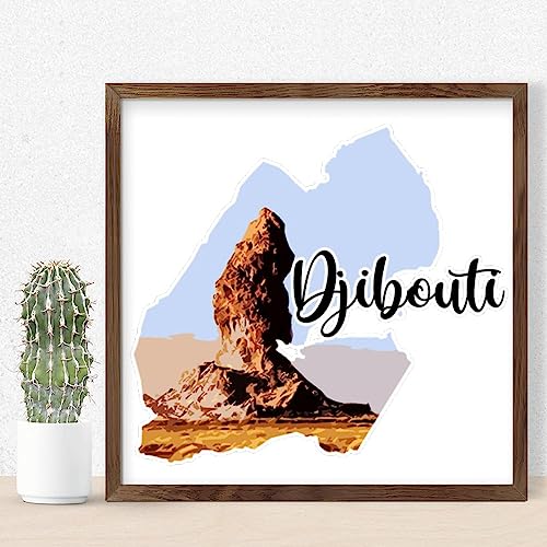 Mignon panneau en bois vintage Djibouti, l'idée cadeau idéale
