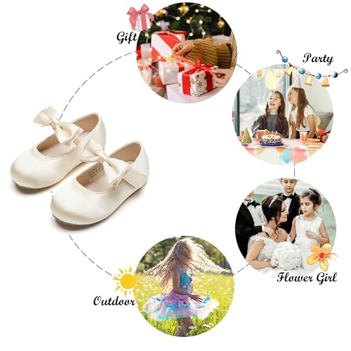 Image of Felix & Flora Toddler Flower Girl Dress Shoes - Girl Ballet Flats Party School Shoes Wedding