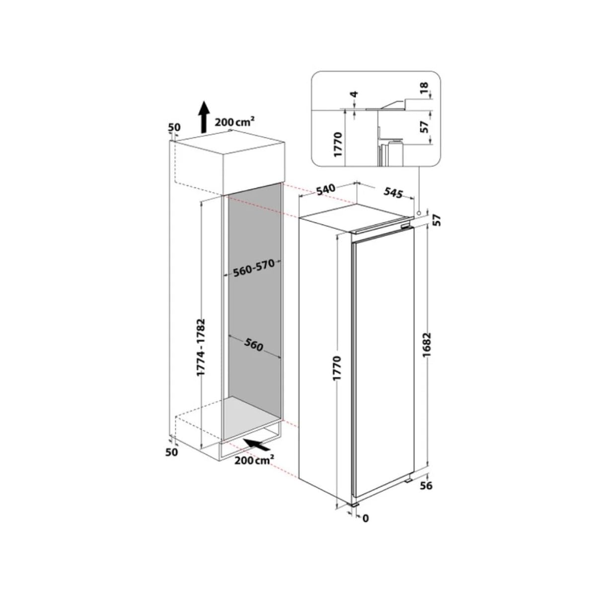 Arca vertical empotrable Whirlpool 209L blanco - WHSD18F083C1 P