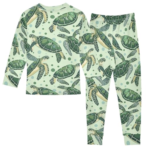 ALAZA Green Sea Turtle Bubble Pajama Set Pijamas Para Niños Long Sleeve Sleepwear2