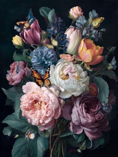 Pintar por Números Adultos Flor y Animales Lienzo Acrílico sin Marco 60x80cm I-150