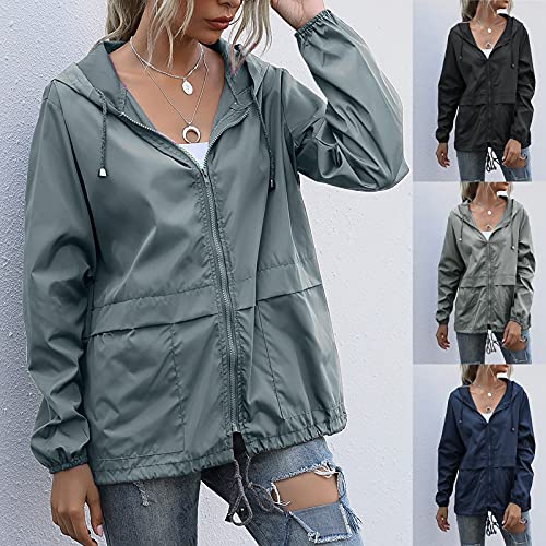 Zakay Raincoat Women Waterproof Long Hooded Trench Coats Lined Windbreaker Travel Jacket Women's Waterproof Rain Jacket Lightweight Hooded Raincoat For Hiking Travel Outdoor(Dark Gray,Large) He162 #TOP4