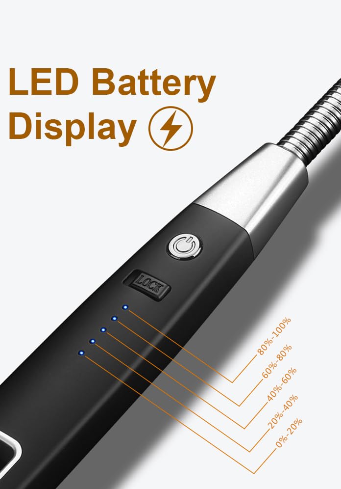 Outset Rechargeable Arc Lighter with Flexible Neck for Grill, Candles, and Fireplace