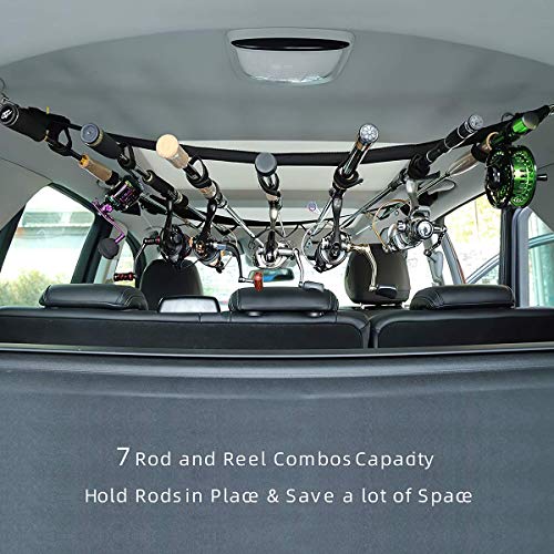 KUDES 7 Rod Vehicle Fishing Rod Rack Holder, 2 Pack Car Fishing Rod Holder Strap with Metal Buckle, Adjustable 29 to 60 inch for Truck SUV, Wagons, Van - Thumbnail 6