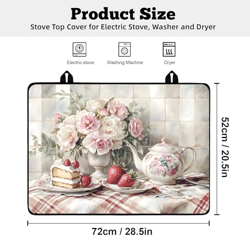 Image of Multi-Design Stove Cover for Glass /Electric Stoves - 3-in-1 Heat-Resistant Protector Mat, Non-Slip Drying Rack 28 inchx20 inch