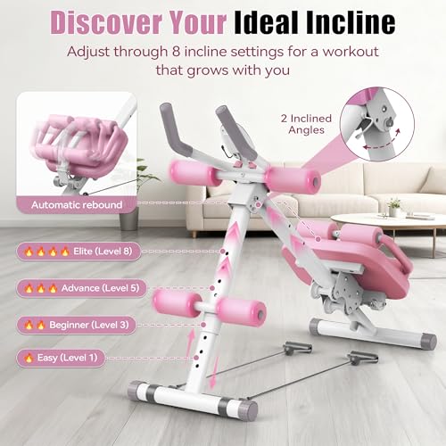 Image of EPHESPORT Multifunctional Ab Machine, Crunch & Sit-Up Core Trainer, Adjustable Ab Trainer with Knee & Back Support, Foldable, Full Body Workout Equipment for Home Gym