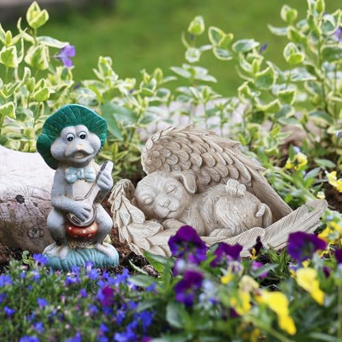 GmwyCzV Hund Grabsteine Statue, Hunde Engel Gedenkstatue, Hundegrabschmuck, Hund Engel Haustier Denkmal Grab Marker Tribut Statue für Garten, Grabsteine oder Rasendekoration