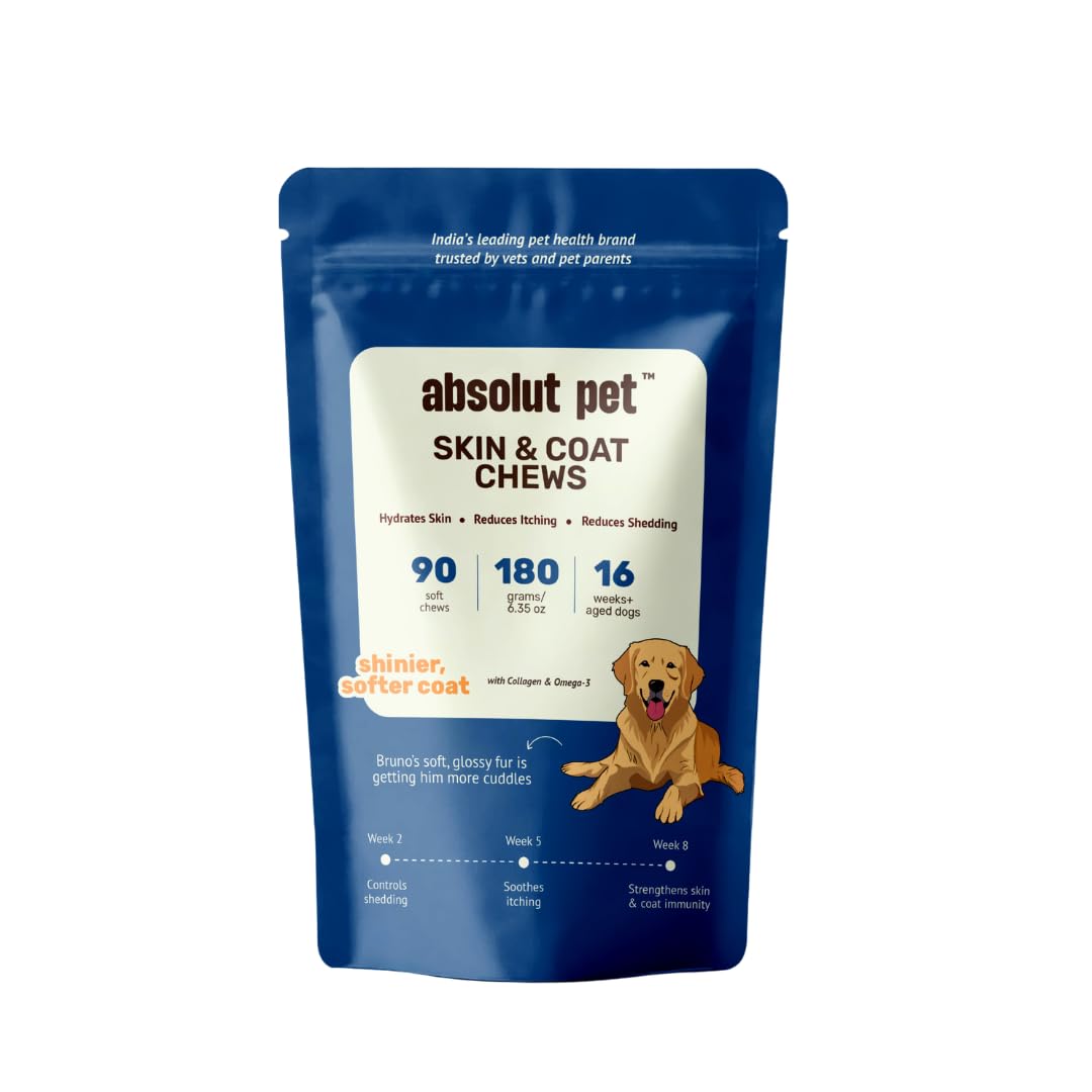 Absolut Pet Skin & Coat Chews for Dogs, Omega & Biotin | 90 Chews