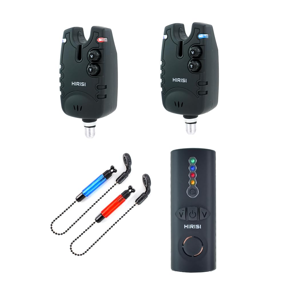 Hirisi Tackle Drahtloses Karpfenangeln Bissanzeiger Set 4+1Wasserdichtes Angelzubehör Bissanzeiger mit Funk (FBA-SQ--2)