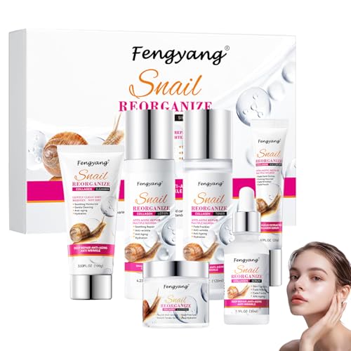 Fengyang® Schneckenpflege Set, Beauty Geschenksets, 6Pcs Geschenkset Damen, Collagen Feuchtigkeitsset 6 Teilig, Feuchtigkeitsspendendes Hautpflegeset Kit