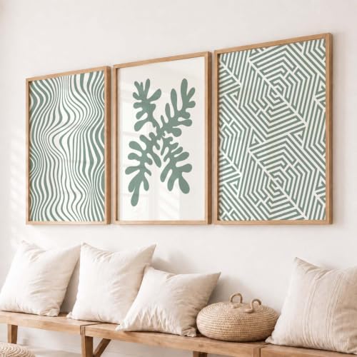 Image of HOTHOUSE Modern Art Home Decoration Pattern Paintings With Frame For Living Room Bed Room Hotel Wall Decor Digital Reprint Set of 3 (10X13 inch)