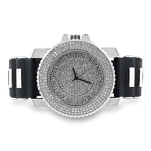 Buy Techno Pave Mens Oversized Iced Silicone Band Watch Pendant