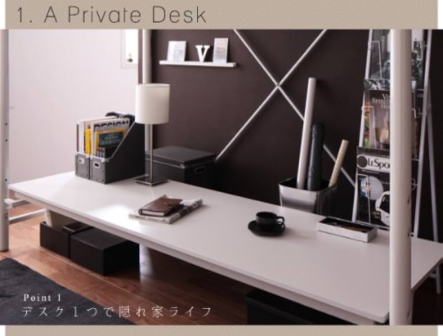 Amazon｜3段可動デスク&コンセント宮棚付きロフトベッド Strain