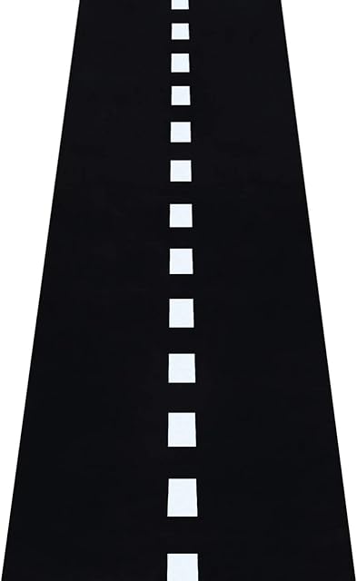 NOVELTY PLACE Racetrack Floor/Ground/Table Runner - 10 Ft x 2 Ft Black Race Track Running Mat - Sports Race Car Theme Party Entry Table Decorations