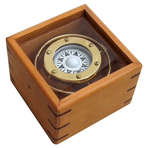 Brújula Naval con Estuche de Madera y Vidrio
