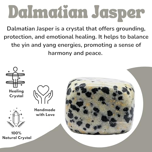 Image of Certified Dalmatian jasper Crystal Healing Tumbled Stone, Natural Polished Crystals for DIY Crafts, Manifestation, Meditation, Pooja Feng Shui and Reiki Healing (30 Grams)
