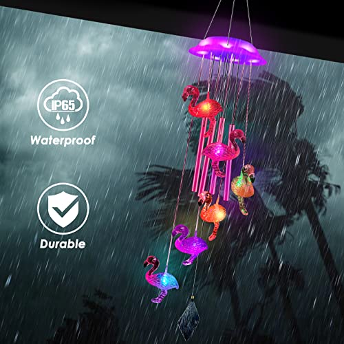 Solar Flamingo Wind Chimes, Flamingo Gifts For Women/Mom/Her, Glowing Top Changing Colors Led Wind Chimes For Outside, Outdoor Decoration Light For Garden Yard(Pink)… #TOP5