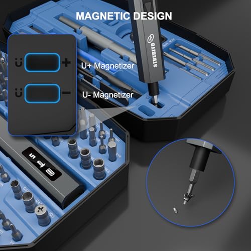 Image of STREBITO 155 in 1 Electric Screwdriver Set, Small Electric Screwdriver Cordless with 140 S2 Magnetic Bits, Electronic Power Screwdriver Repair Tool Kit for RC, Computer, Pc Building, Laptop(Upgraded)