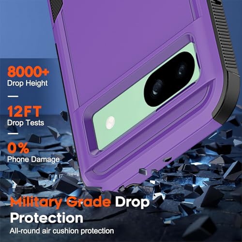 Coque Pixel 8A protection intégrale militaire violette avec films TPE HD - 5