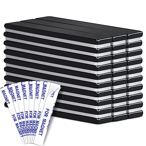 Image of MIKEDE 30 Pack Strong Neodymium Bar Magnets with Double-Sided Adhesive, Powerful Black Rare Earth Magnet Heavy Duty Bar Magnet for Craft, Fridge, Kitchen, Office 60x10x3mm