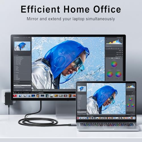 Image of Tobfit USB C to HDMI Cable 2m 4K@60Hz 1440P@120Hz 1080P@240Hz Type C Thunderbolt 5 4 3 to HDMI 2.0 HDR Adapter Compatible with iPhone 16 15 MacBook Pro Air Mac Mini, iMac iPad Galaxy etc