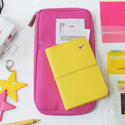 Miniatura 3 de vanki - Organizador multifuncional para pasaporte, tarjeta de crédito, identificación, documentos, bolsa de viaje, bolsa de viaje (rojo rosa)