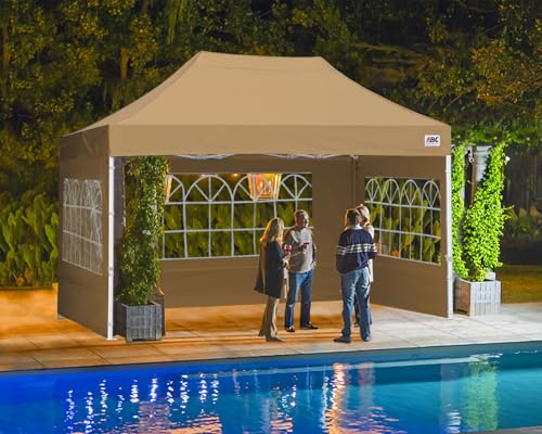 Image of ABCCANOPY Pop up Canopy Tent with Elegant Church Window 10X15,Beige