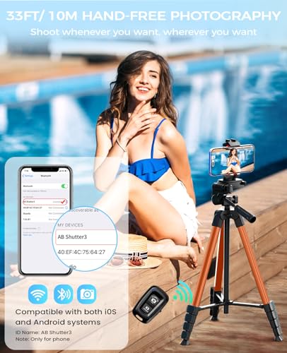 Image of MACTREM 67 inch Tripod Stand for iPad Phone Tablet Camera with 2 in 1 Mount & Wireless Remote, Aluminum Extendable iPhone Tripod for Video Recording /Selfies /Live Stream /Vlogging (Orange)