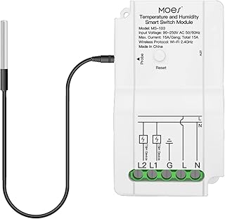 MOES WiFi Smart DIY Switch Modul mit wasserdichtem Temperatursensor, Dual Output Controller, Smart Life App Wireless Remote Control, funktioniert mit Alexa Google Home