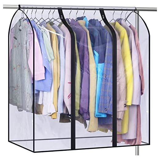 MISSLO 40" Hanging Garment Bags for Closet Storage Clear Garment Rack Cover Bottom Enclosed Cloth Cover Hanging Clothes Storage Bag Waterproof Clothes Protector for Suits, Coats, Sweaters, Shirts