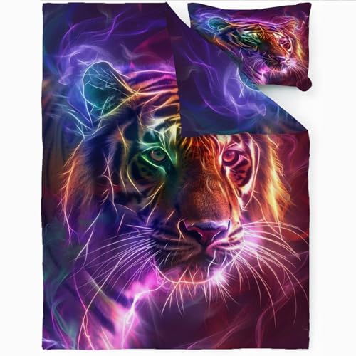Ensemble de lit reversible tigre et housse de couette 240x260 cm - 4