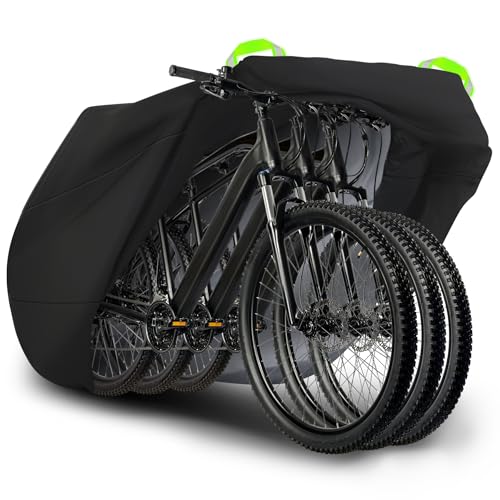 Funda para Bicicleta Exterior para 3 Bicicletas, Funda para bici Cubre Bicicleta Exterior 210D Poliéster, Capa Bici Lona para Tapar Bici de Montaña/Carretera/Electrica/MTB, 245x125x105 cm