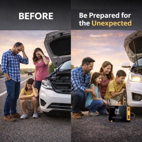 Image of YOURKARTS.COM 2-in-1 Car Jump Starter & Tyre Inflator - 8000mAh Emergency Power Bank, 12V 1000A Peak Output, Dual USB Charging, LED Flashlight, 60W Air Compressor (CX-319)