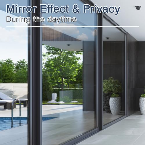 Haton Window Privacy Film One Way Window Tint for Home, Sun UV Blocking Reflective Mirror Film Heat Control, No Glue Static Cling See Out Not in Glass Door Covering, Silver, 17.5" x 78.7"