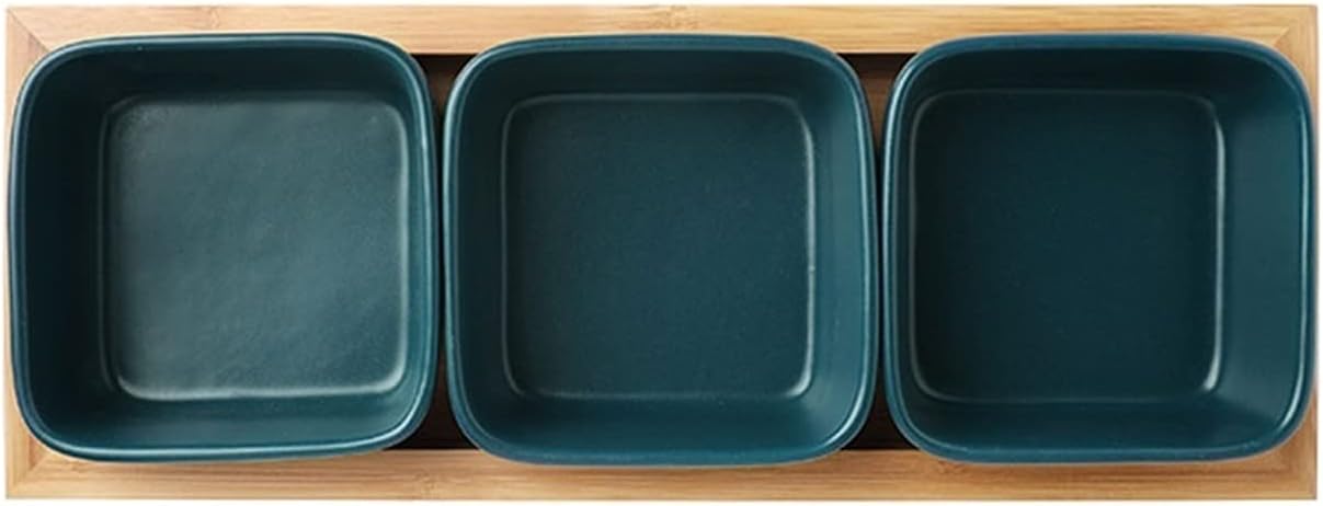Snack Plate Ceramic Sauce Dish Divided Dipping Dishes with Tray Condiment Bowl for Snack Nuts Dried Fruit Plate Sushi Vinegar (Three Compartments) Snack Tray (Color : C)
