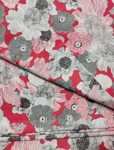 Image of COTTON PRINT(Unstitched fabric for girl /Women,Width-44 inch,Length-5 meter,For making FULL ALL OVER SUIT,Kurti,Gown,Palazo,Dress Material,Tunics,Top,maxi,nighty.FREE SIZE (New Gajri)