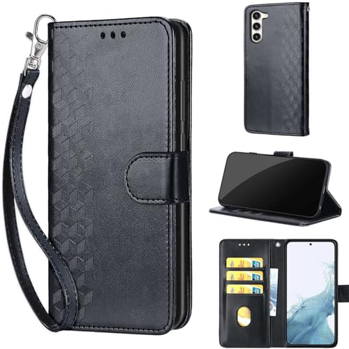 Étui portefeuille pour Samsung S23 Plus idéal pour vos sorties avec dragonne cube noir