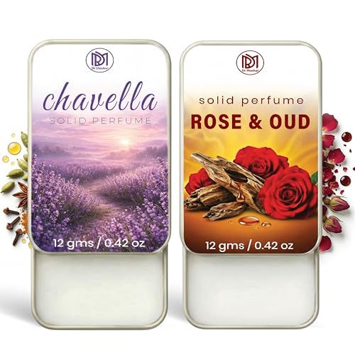 Image of Dr.Mashur Solid Perfume |Rose & Oud&Chavella Alcohol Free Wax Perfume Balm, Long Lasting | Pocket Tin 12g, Pack Of 2| Non Greasy Smooth Glide, Travel Friendly Unisex Gifts He Or Her