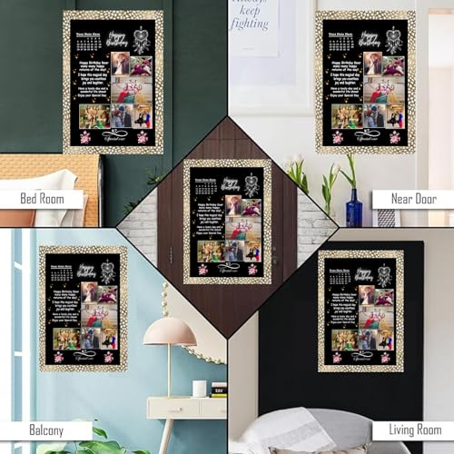 Image of Customized Birthday Photo Frame for Best Friend | Personalized Gift with 6 Photos & Birth Date | 12x8 Inch Black Synthetic Wood Frame | Unique Friendship Gift & Birthday Keepsake.