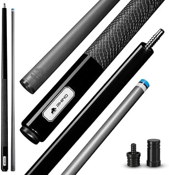 RHINO LUMINAX Carbon Fiber Billiard Cue Stick, Pro Taper Low Deflection Shaft, 3/8-8 Stainless Steel Joint, Composite Butt
