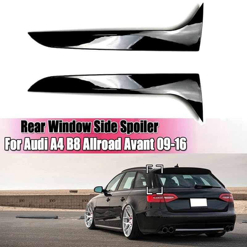 Pasuje do Audi A4 B8 Allroad Avant 2009-2016aPair błyszczący czarny tylny spoiler boczny pokrywa lewego i prawego okna Spoiler dachowy