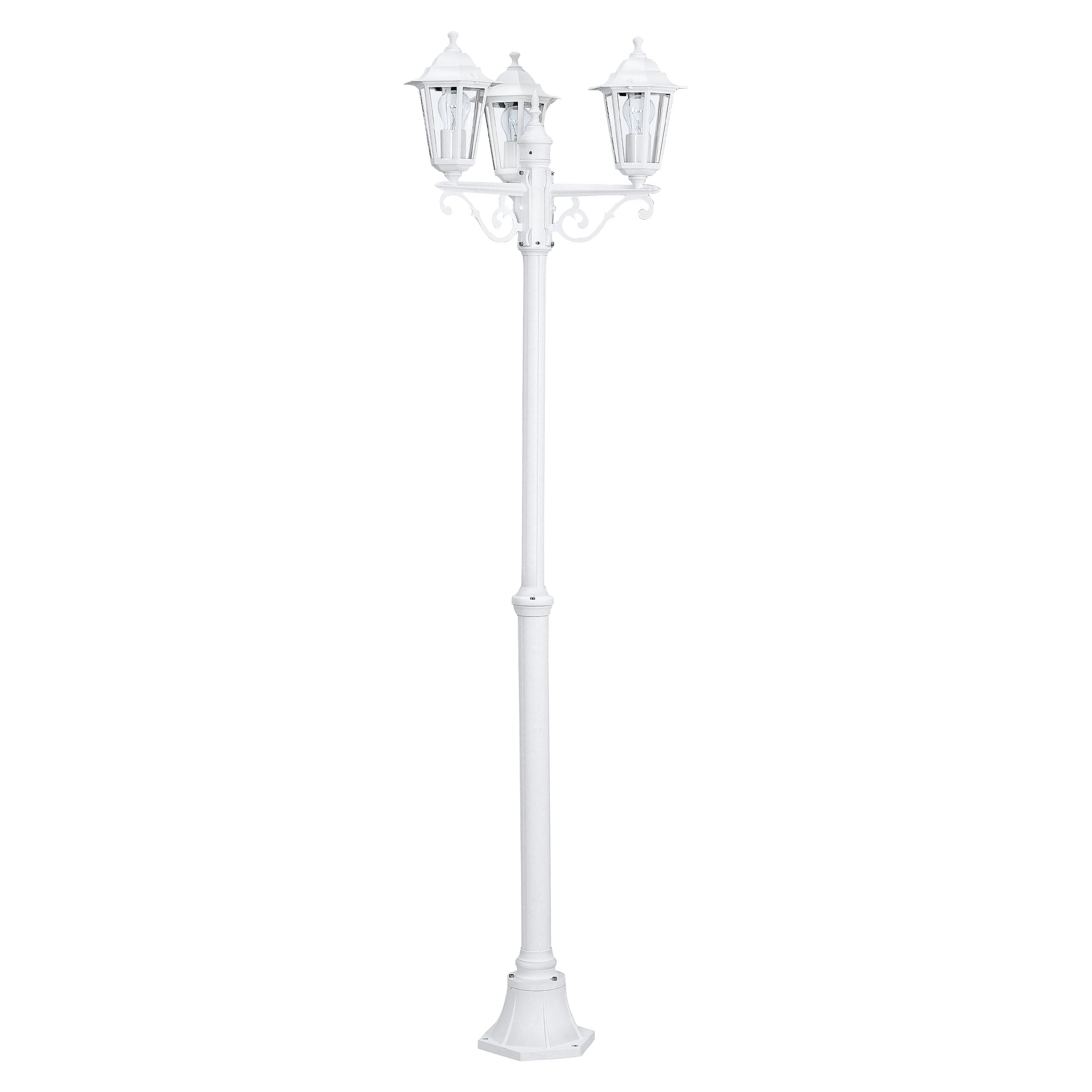 EGLO Lampadaire parisien Laterna 5 à 3 têtes, luminaire extérieur sur pied | Lampes en aluminium moulé sous pression et verre, blanc, culot E27, protection IP44