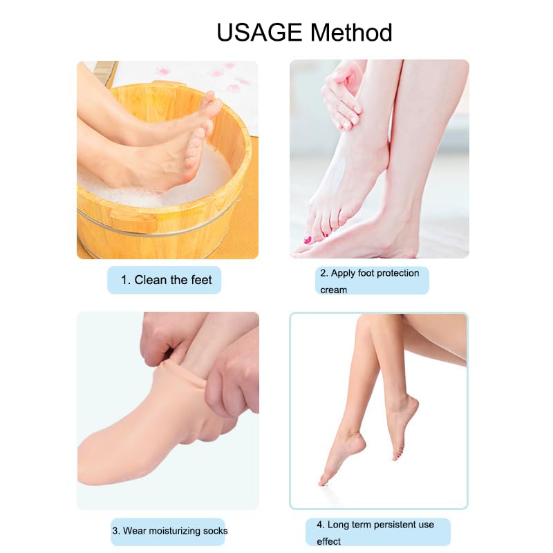 RooRuns Silicone Socks for Dry Cracked Feet, Silicone Moisturizing Socks for Women, Foot Care Silicone Socks