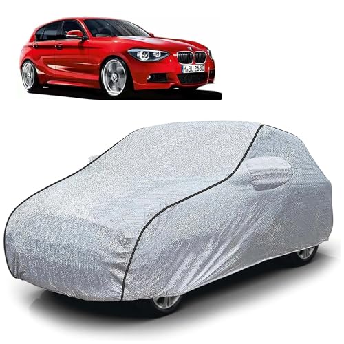 Image of Sulfar 100% Waterproof Car Body Cover Compatible with Mirror for BMW 118 (Triple Stitched, Full Bottom Elastic, Magic Silver with Black Piping)
