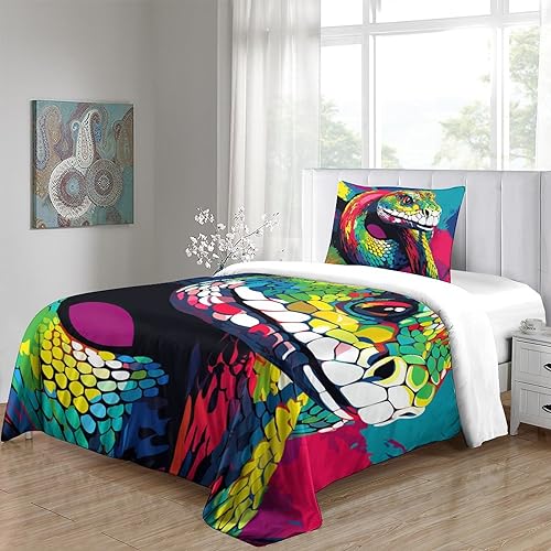 Housse de couette serpent 135x200 anti-glissement grâce à sa fermeture éclair intégrée - 6