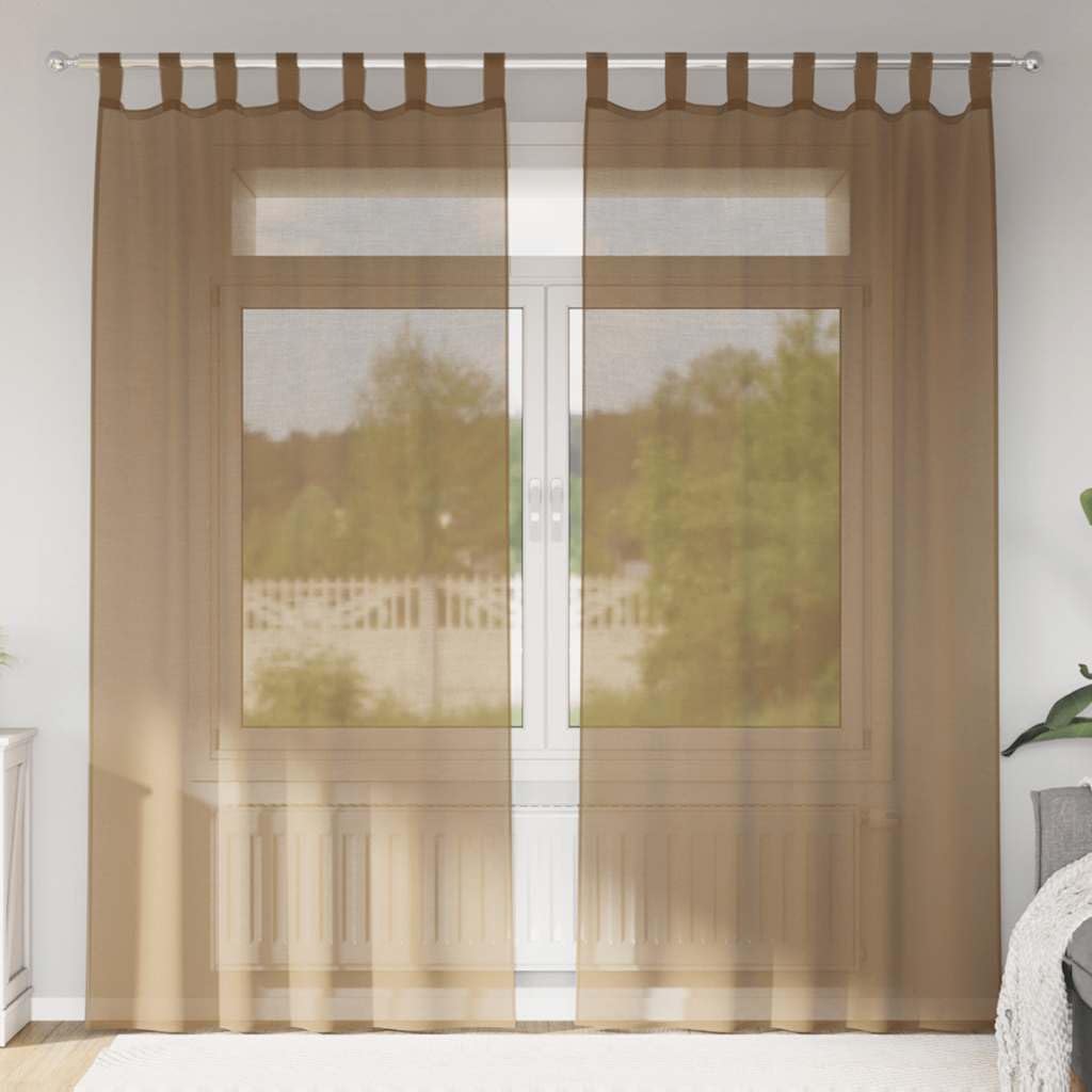 Rideau voilage tamisant marron clair pour stopper le vis-à-vis de votre fenêtre