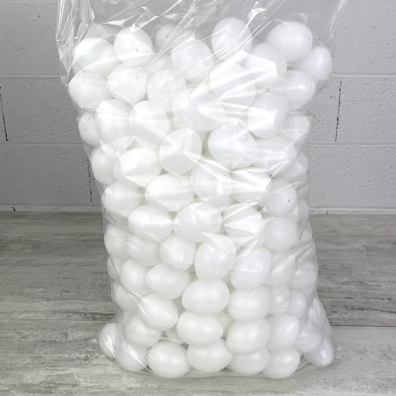 Lot XXL 250 Oeufs de Pâques, Plastique Blanc, Hauteur 6 cm, à décorer, avec Trou de Suspension