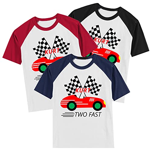 Personalized Two Fast Race Car 2nd Birthday Shirt | Handmade Decorated Shirt | Personalized with Name | Unisex Short Sleeve Raglan T-Shirt4